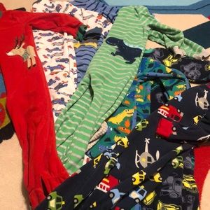 Big lot of footie pajamas